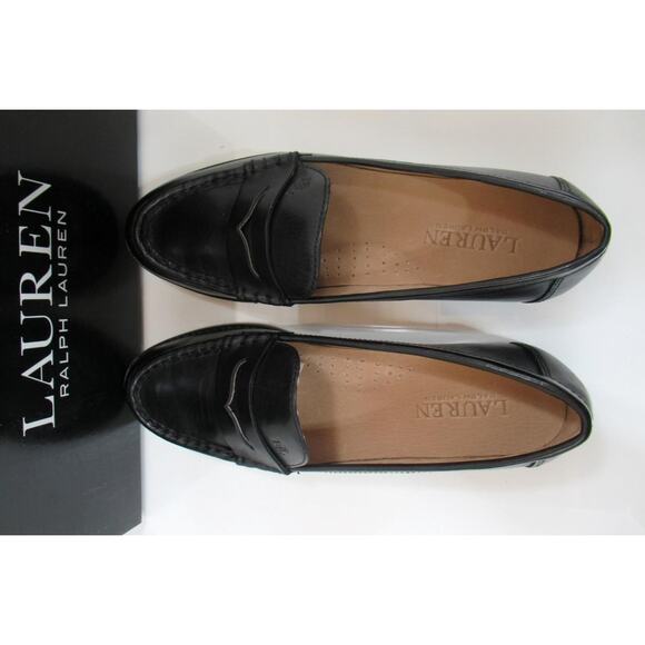 Women's LAUREN Ralph Lauren Wynnie Burnished Leather Penny Loafer Black - Picture 6 of 10